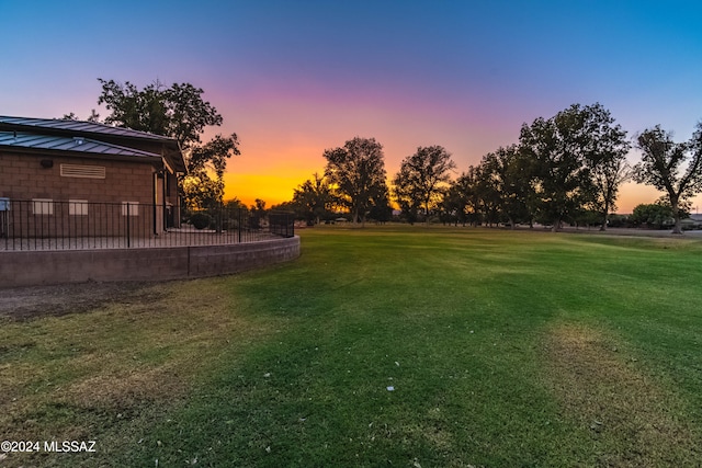 view of yard at dusk