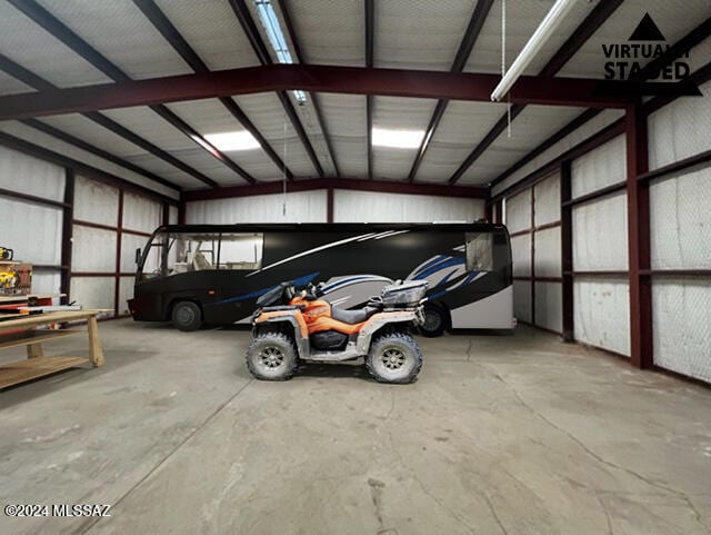 garage featuring a workshop area