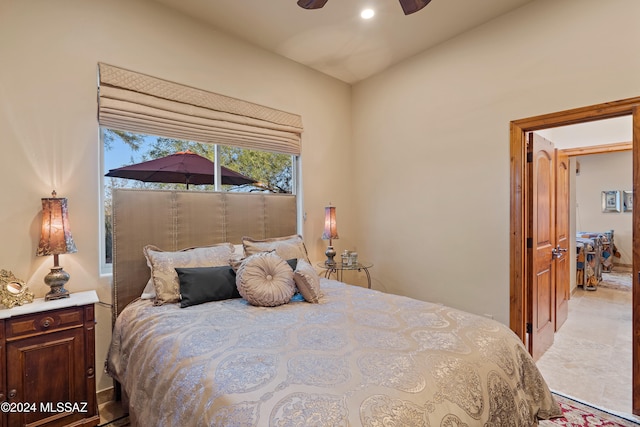 bedroom featuring ceiling fan