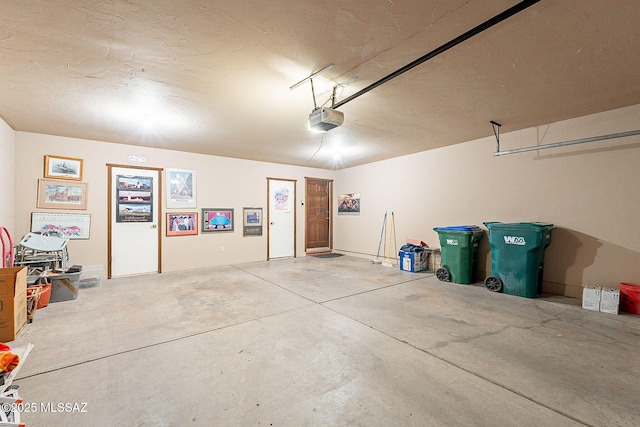 garage with a garage door opener