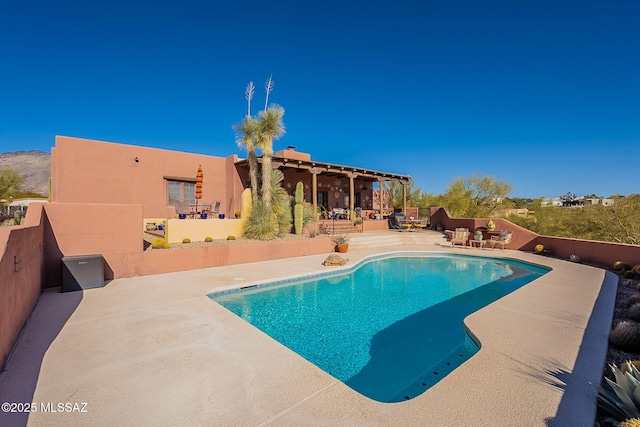 view of swimming pool with a patio