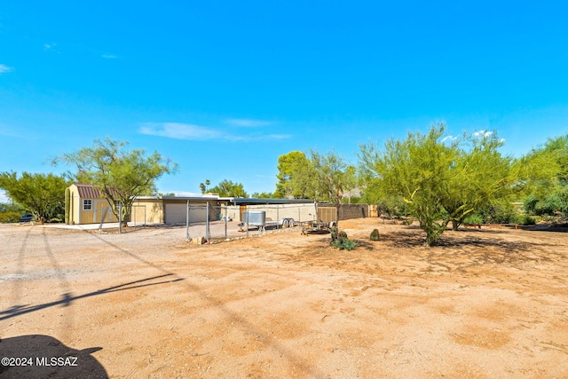 exterior space with a storage unit