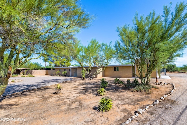 view of single story home