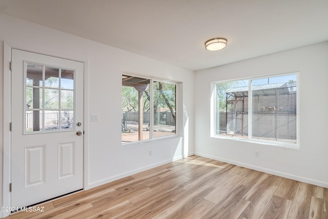 foyer entrance with light hardwood / wood-style floors