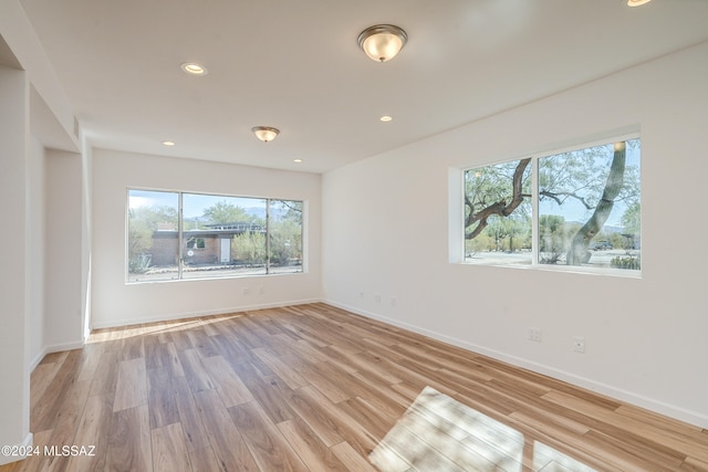 spare room featuring light hardwood / wood-style flooring