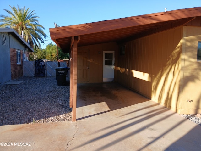 view of patio / terrace featuring a carport