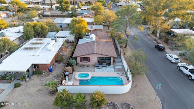 drone / aerial view with a residential view