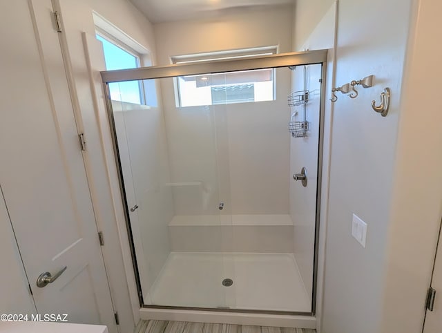 bathroom featuring walk in shower