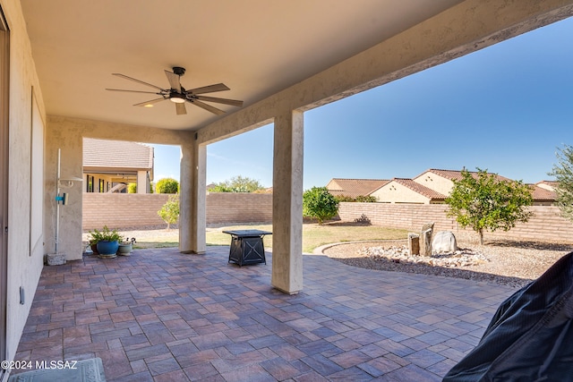 view of patio with ceiling fan