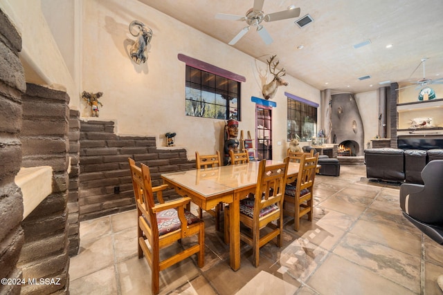 dining area with ceiling fan