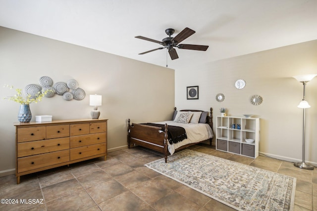 bedroom featuring ceiling fan