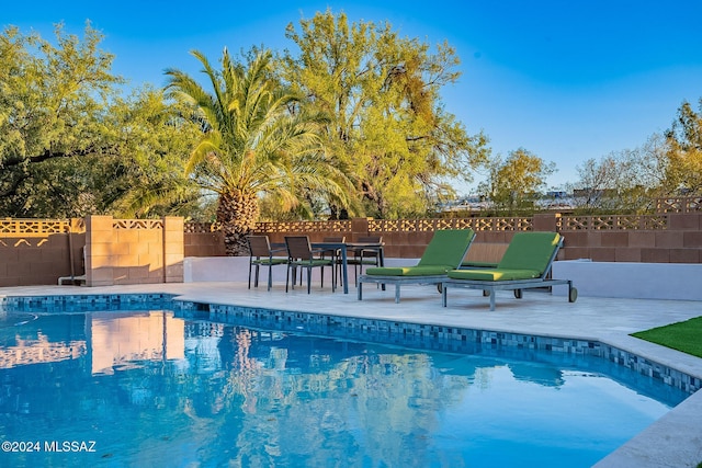 view of pool featuring a patio area