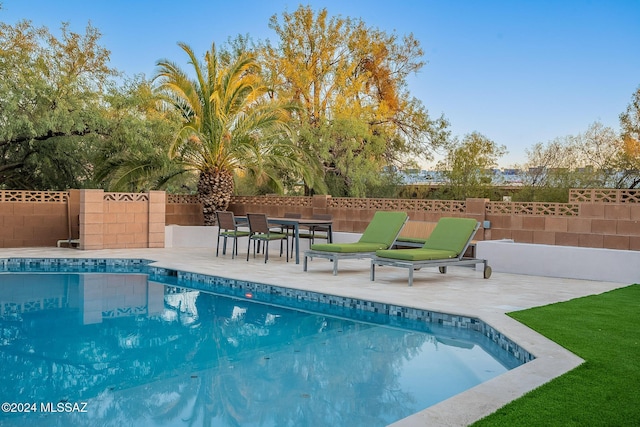 view of pool featuring a patio