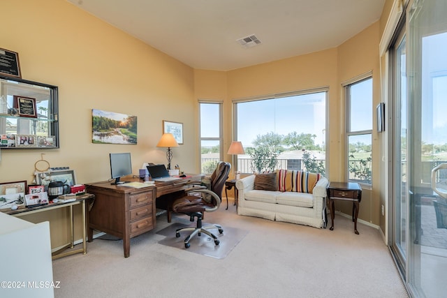 office area with light carpet