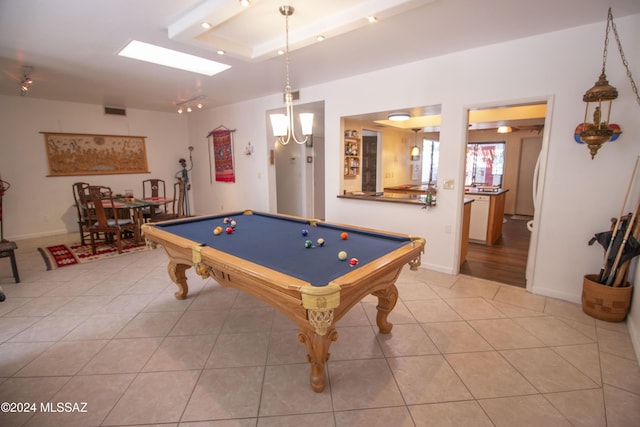 playroom with tile patterned flooring and billiards