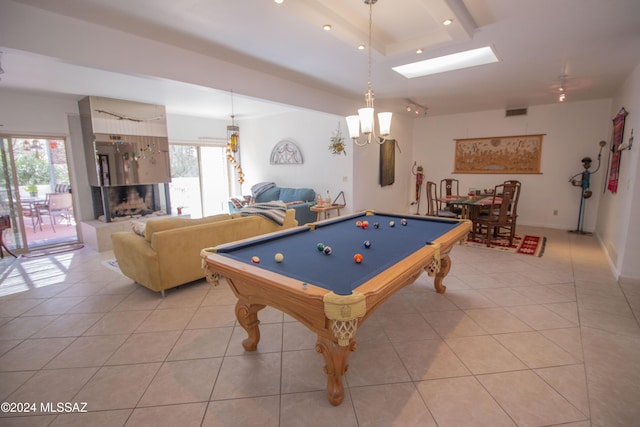 game room featuring billiards and light tile patterned flooring