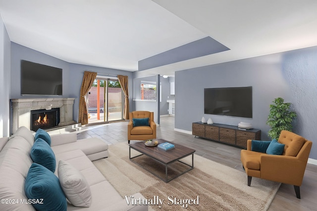 living room featuring light hardwood / wood-style floors