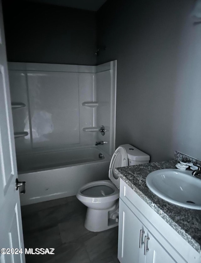 full bathroom with vanity, toilet, and tub / shower combination