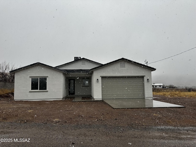 view of front of house featuring stucco siding and a garage