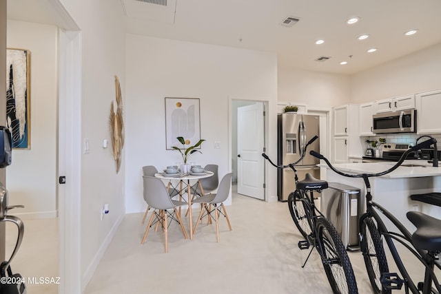 dining space with sink