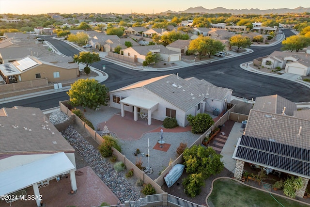 view of aerial view at dusk