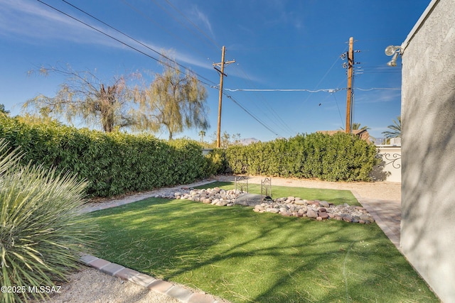 view of yard featuring a fenced backyard