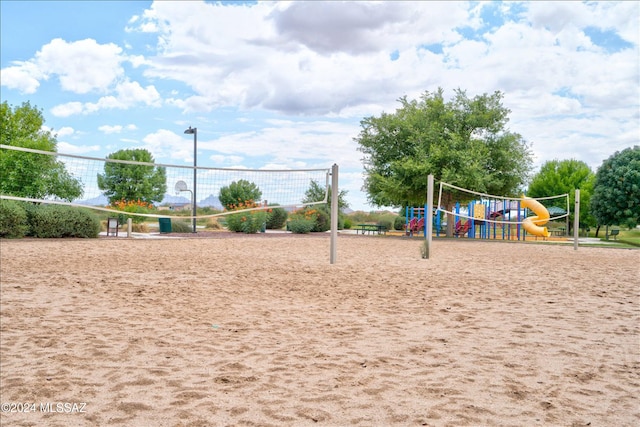 view of home's community with volleyball court