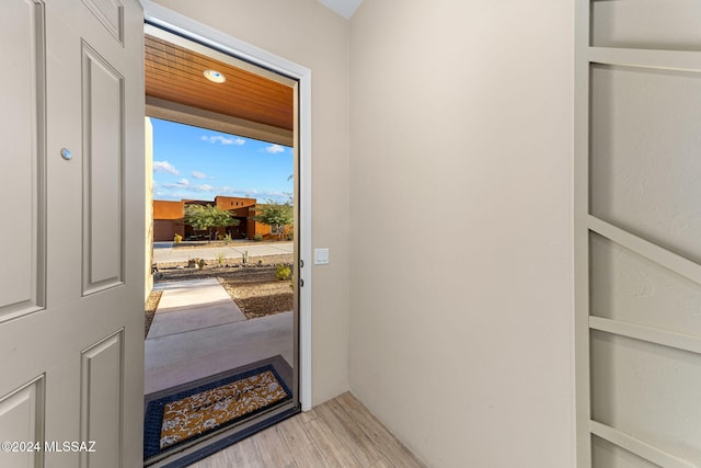 entryway with light wood-type flooring