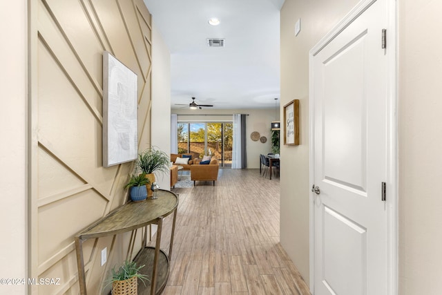 hall featuring light hardwood / wood-style flooring