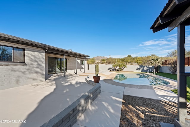 view of patio / terrace with a fenced in pool