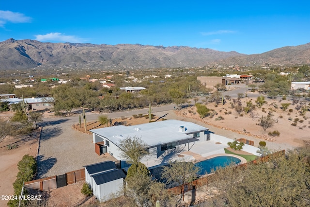 aerial view with a mountain view