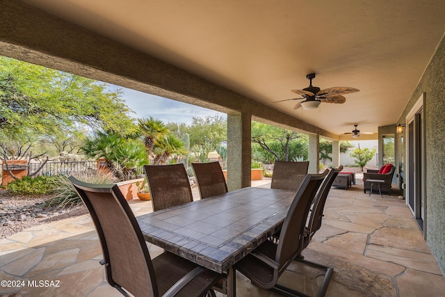 view of patio / terrace featuring an outdoor hangout area and ceiling fan