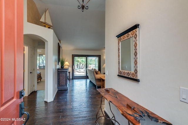 foyer entrance featuring dark hardwood / wood-style floors