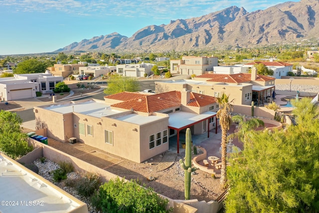 aerial view with a mountain view