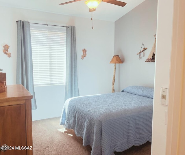 bedroom with carpet flooring and ceiling fan