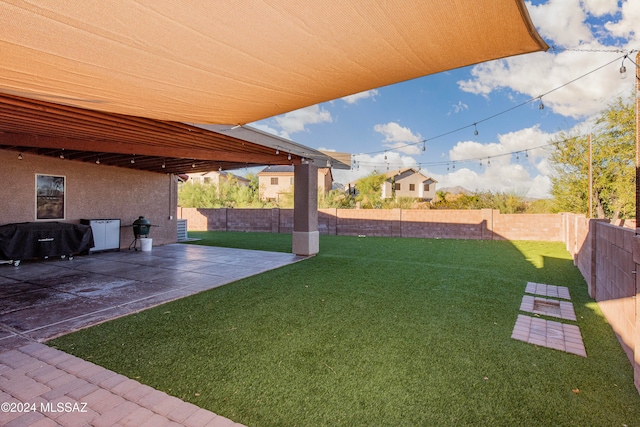 view of yard with a patio area