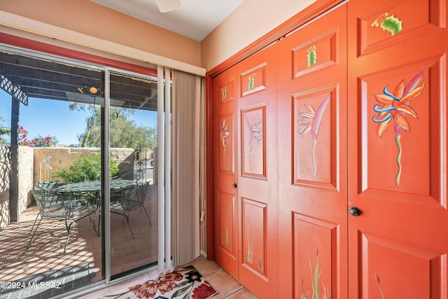 interior space with a porch