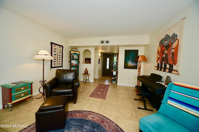 view of tiled living room