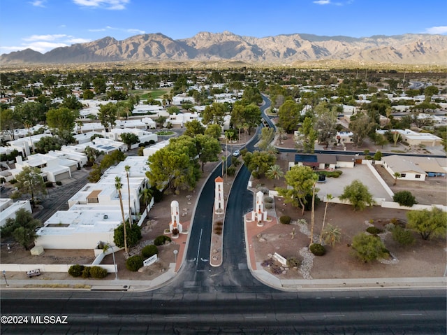 birds eye view of property featuring a mountain view