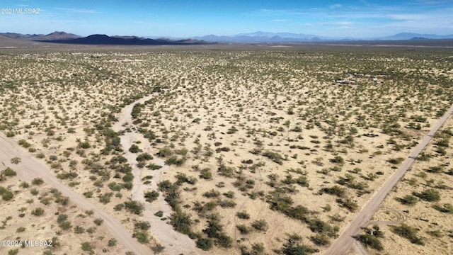 drone / aerial view featuring a mountain view
