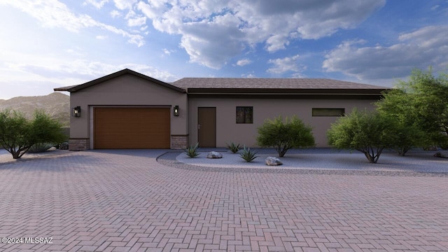 view of front of house with a garage