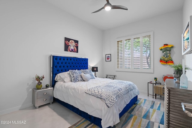 bedroom featuring ceiling fan