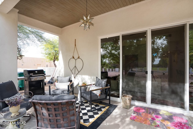 view of patio / terrace featuring a grill