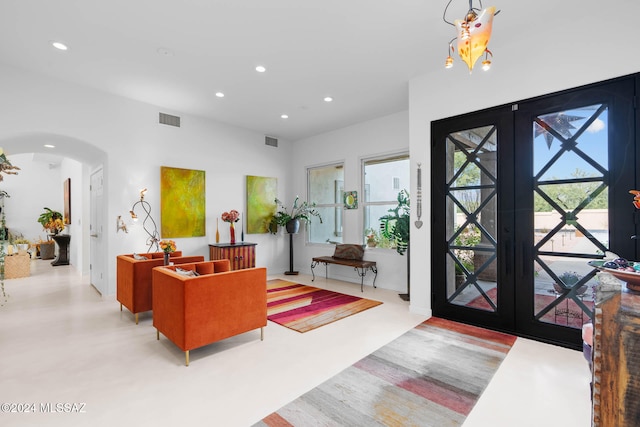 foyer featuring french doors