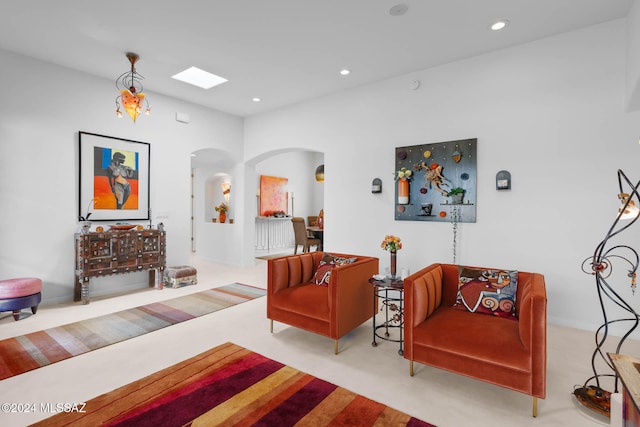 living room featuring carpet floors