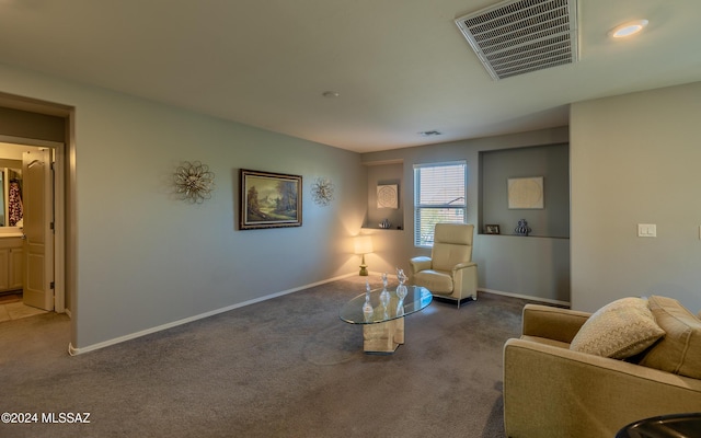 living area with carpet floors