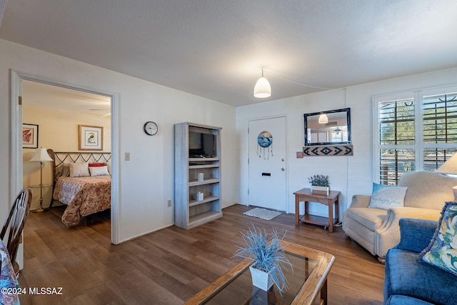 living room with hardwood / wood-style flooring