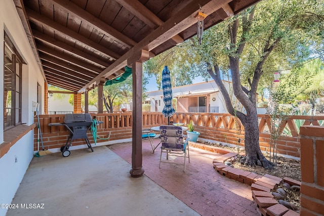 view of patio / terrace featuring a grill