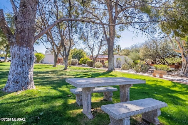 view of community featuring a yard