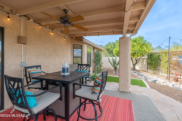 view of patio / terrace with ceiling fan